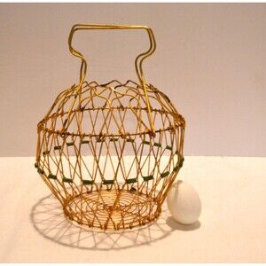 Vintage Chicken Wire Egg Basket Rustic Primitive Farmhouse Country
